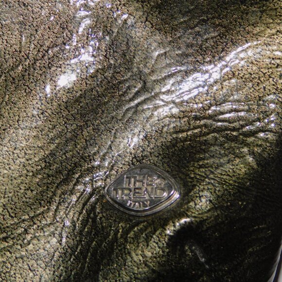 The Trend Womens Green Metallic Shellac Leather Crossbody Shoulder Bag Purse - Picture 5 of 10